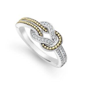 Lagos Newport Two-Tone Knot Diamond Ring Size 7